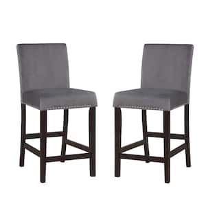 Steffingham Gray Solid Back Counter Height Stools (Set of 2)