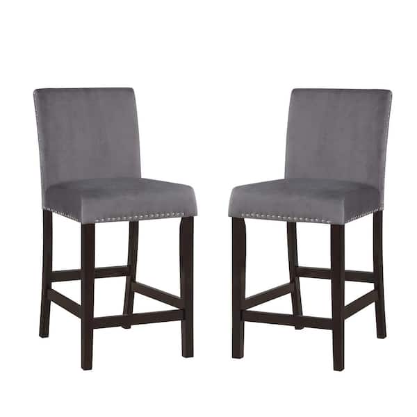 Furniture of America Steffingham Gray Solid Back Counter Height Stools (Set of 2)