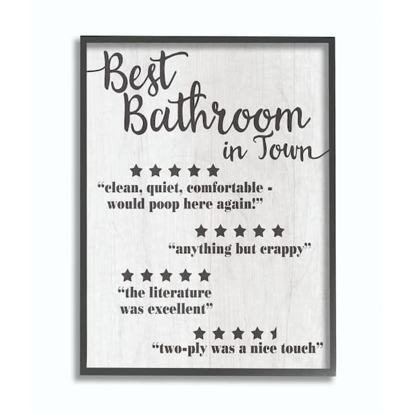Stupell Industries 16 in. x 20 in. "Five Star Bathroom Black And White" by Daphne Polselli Framed Wall Art
