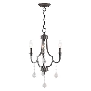 Bradshaw 3-Light English Bronze Mini Chandelier with Clear Crystals