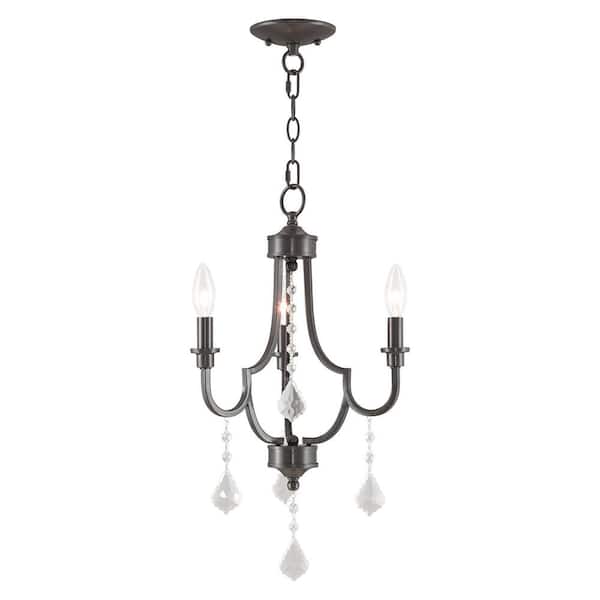 AVIANCE LIGHTING Bradshaw 3-Light English Bronze Mini Chandelier with Clear Crystals