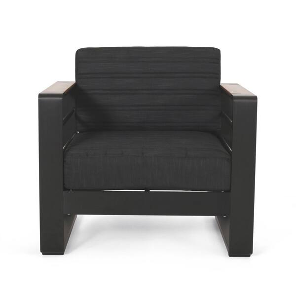 Black Metal Indoor/Outdoor Lounge Chair with Black Non-Porous