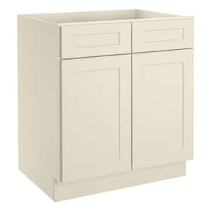 Newport Antique White Plywood Shaker Style 2-Doors 2-Drawers Base Kitchen Cabinet (30 in.W x 24 in.D x 34.5 in.H)