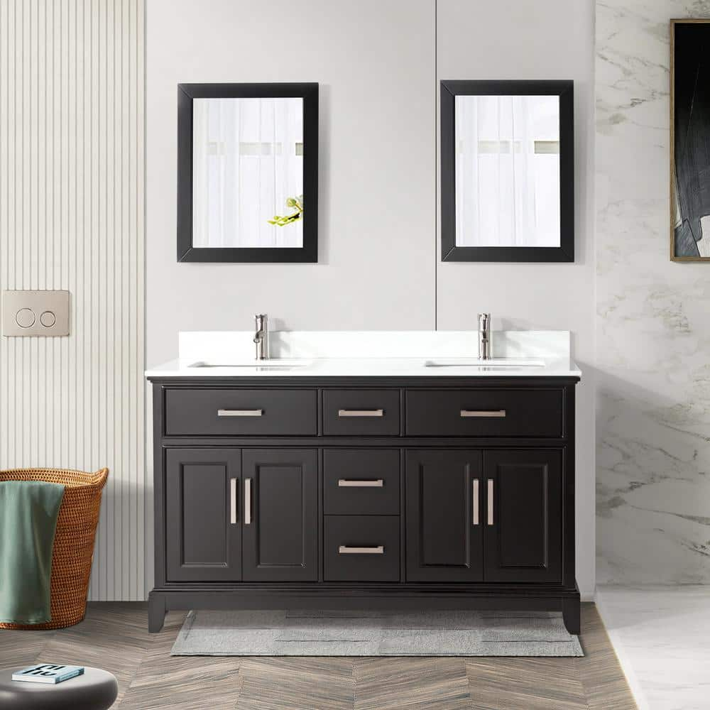 Vanity Art 24 Inch Single Sink Bathroom Vanity Compact Set 2 Large Folding  Doors 1 Shelf 2 Dove-Tailed Drawers Ceramic Top Bathroom Cabinet with Free  Mirror VA3024B 