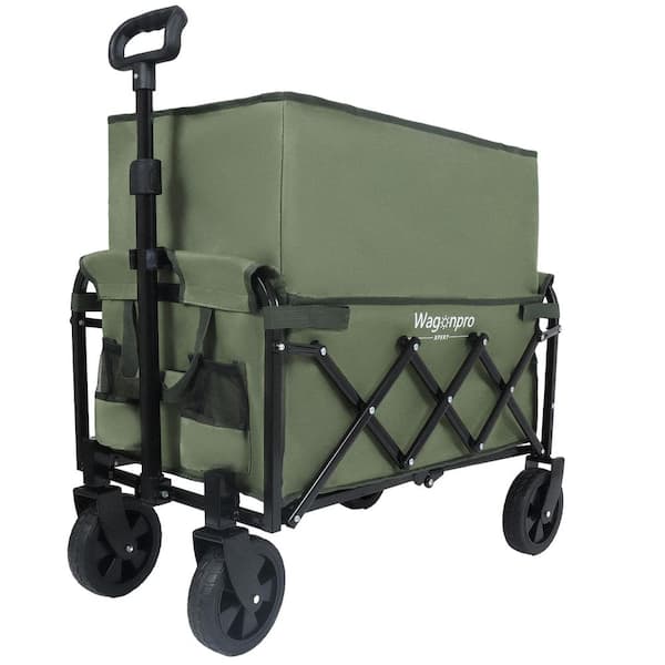 11.8 cu. ft. Amy Green Fabric Garden Cart, Expandable Folding Wagon Supports 225 lbs. for Camping, Shopping, Fishing