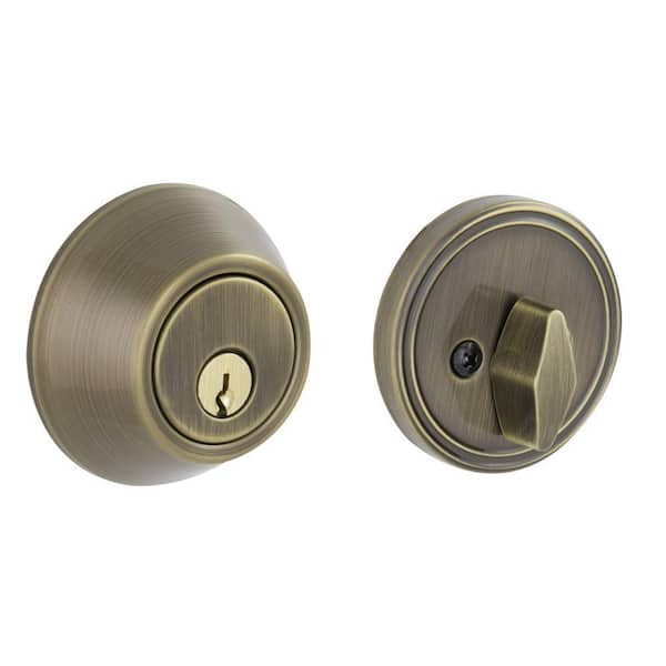 ESSENTIALS by Schlage VD60 Series Antique Brass Single Cylinder Deadbolt
