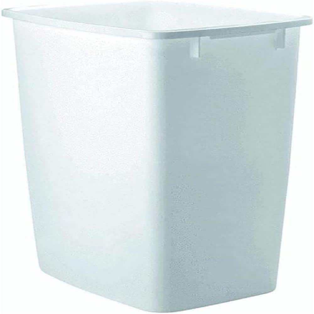 9 Gal. White Rectangular Plastic Trash Can