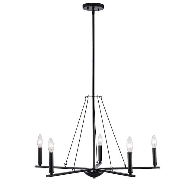 Monteaux Lighting Maverick 5-Light Black Candle Chandelier