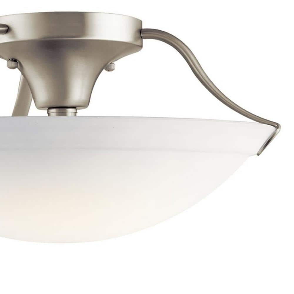 15.5" Brushed Nickel Semi-Flush Mount Light with White Glass Shade