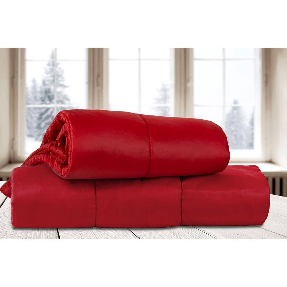Red Knitted Polyester Reversible Throw Blanket