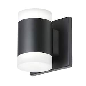 Wilson 2 Light Matte Black Dimmable Wall Sconce with White Acrylic Shade