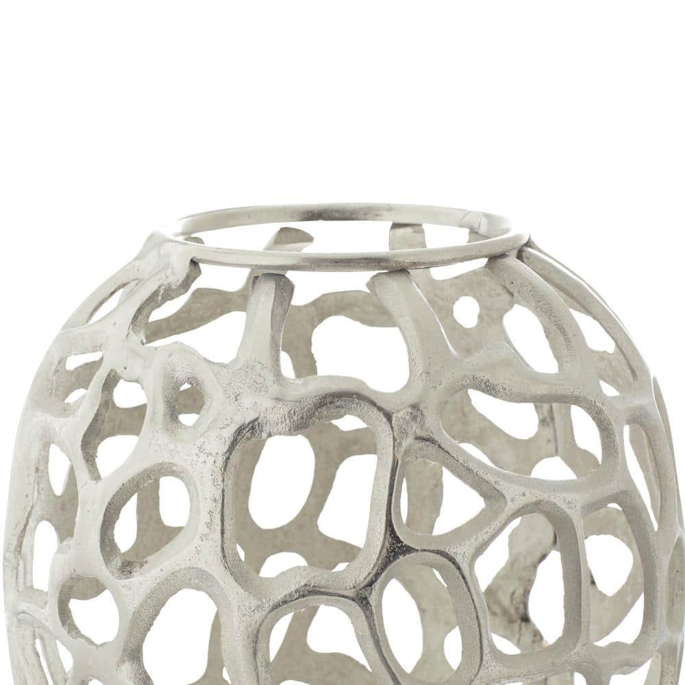 Elegant Silver Coral Aluminum Floor Vase 12" x 33"