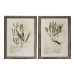 2- Panel Leaf Framed Wall Art with Brown Frame 28 in. x 21 in.