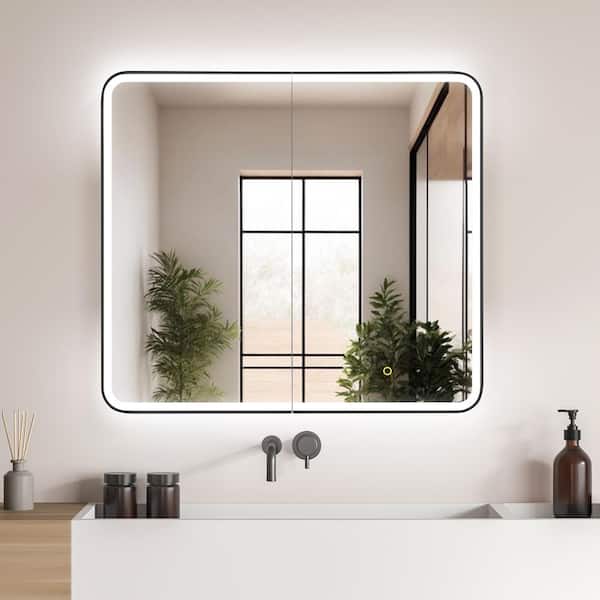 Altair Ostaria 36 in. W x 32 in. H Rectangular Aluminum Medicine Cabinet with Mirror