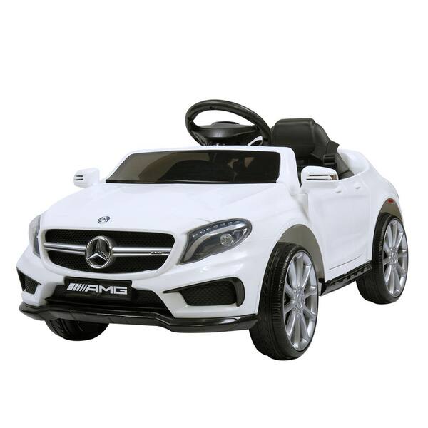 12V Kids Ride On Car Electric White MERCEDES BENZ AMG GLA45 Twin Motor Parent 
