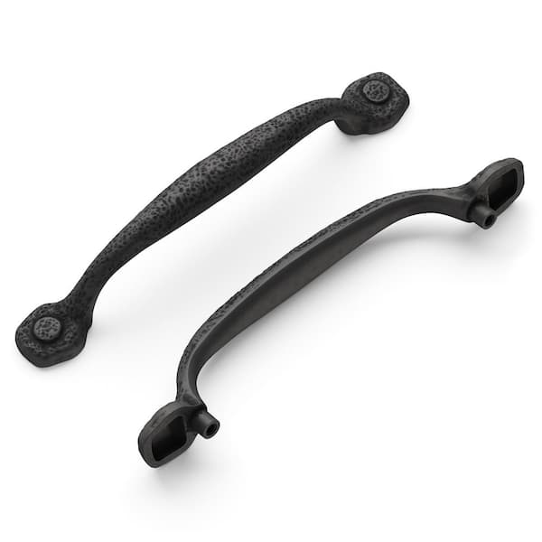 HICKORY HARDWARE Refined Rustic 5-1/16 in. Modern Black Iron Cabinet Bar Pull Handle for Kitchen, Bathroom, and Furniture (1-Pack)