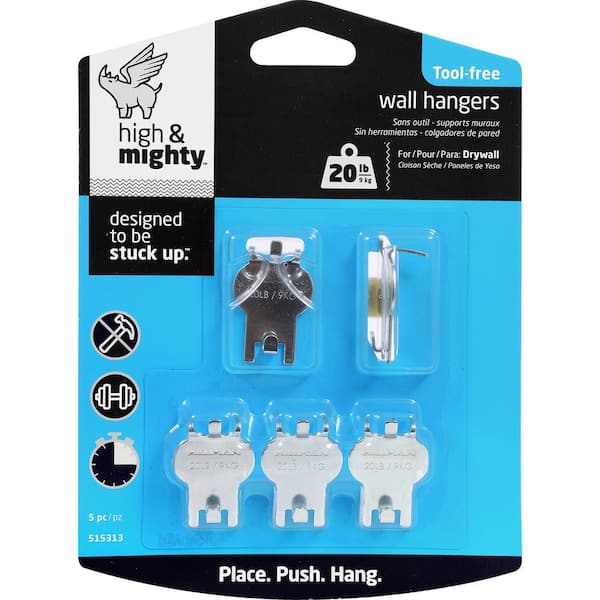 High & Mighty 20 lb. Tool Free Picture Hanging Hook (5-Pack)