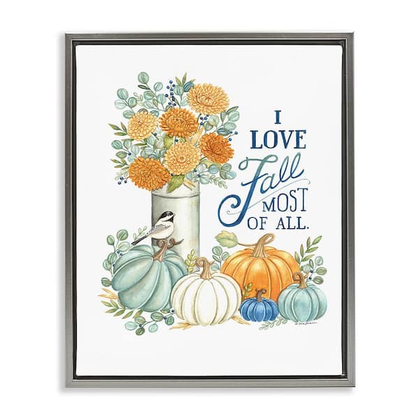 Stupell Industries Love Fall Still Life by Deb Strain 1-Piece Floater Frame Graphic Print Nature Poster Art Print 21 in. x 17 in.
