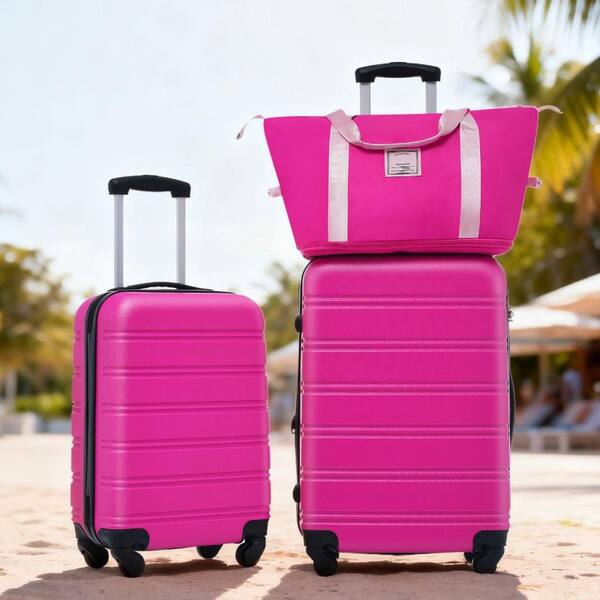 LIVACA 2-Piece Pink Lightweight Hardside Spinner Suitcase with TSA