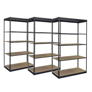 3-Pack Black 4-Tier Boltless Garage Storage Shelving Unit (48 in. W x 84 in. H x 24 in. D)