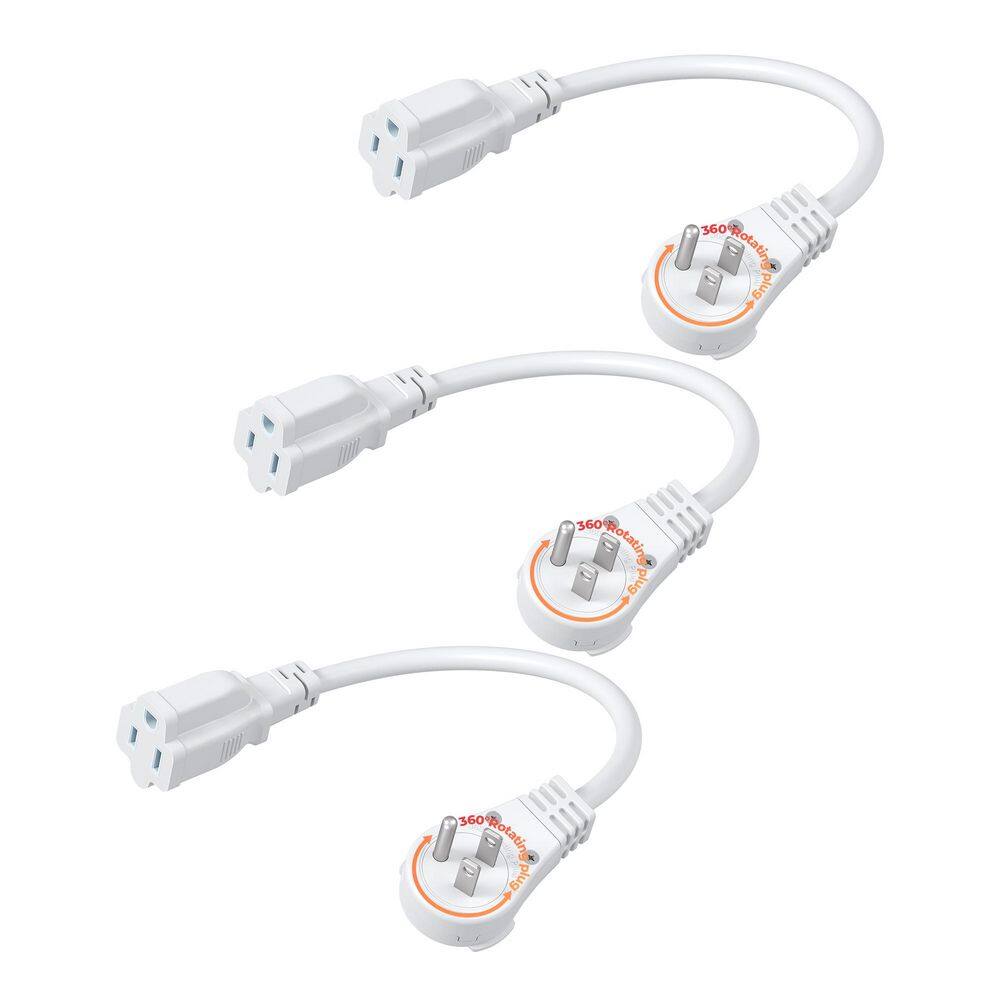 1 ft. SJTW 14 / 3 Gauge Indoor Extension Cord with 3-Prong Outlets and Flat Head, 3 Pack, White price history on PriceWatchPro