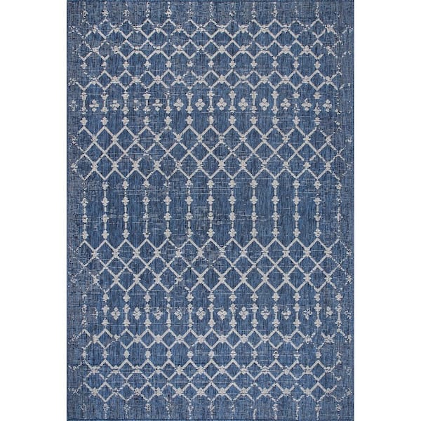 nuLOOM Grayson Trellis Blue 4 ft. x 6 ft. Moroccan Indoor/Outdoor Patio Area Rug