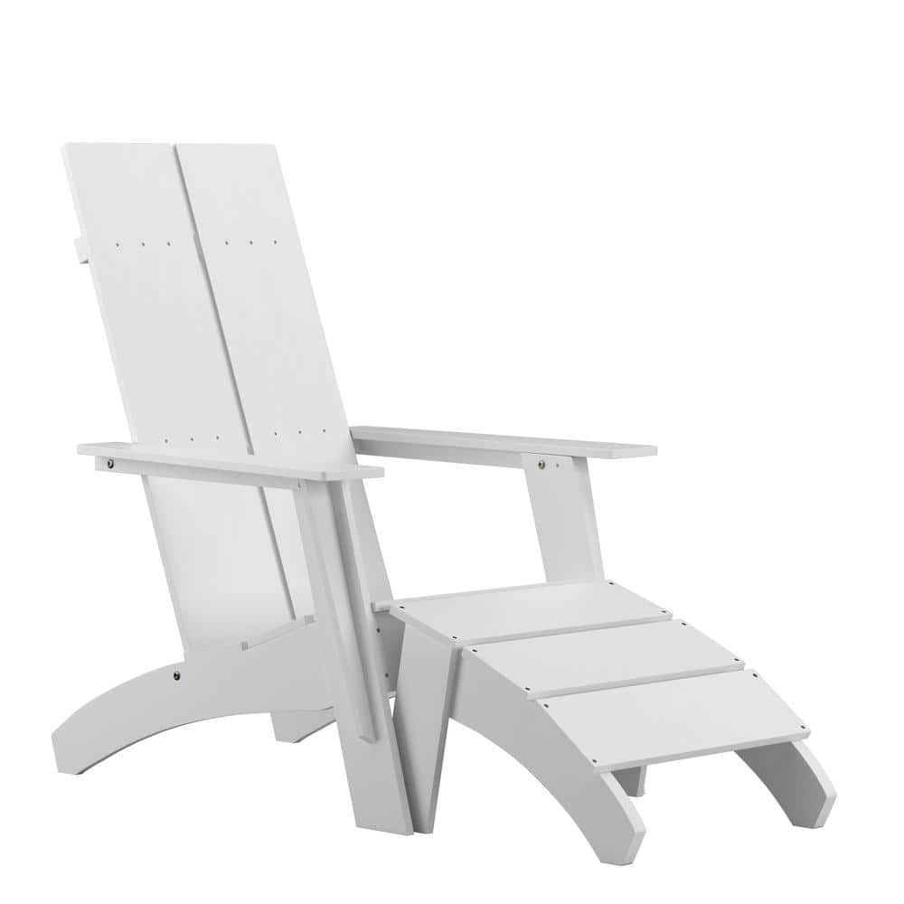 Carnegy Avenue White Plastic Adirondack Chair with Foot Rest CGAJJ