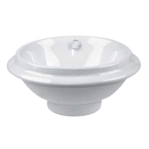 Artisan Bathroom Sink 18.5 in. Round White Ceramic Countertop Vessel Sink with Overflow