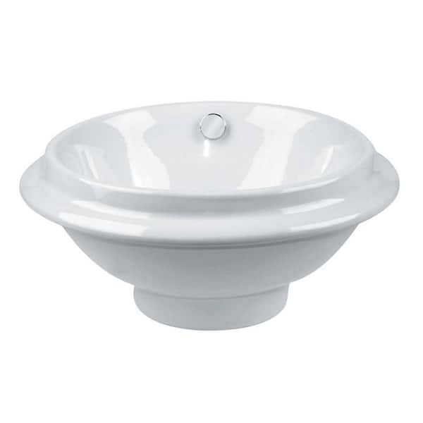 Artisan Bathroom Sink 18.5 in. Round White Ceramic Countertop Vessel Sink with Overflow