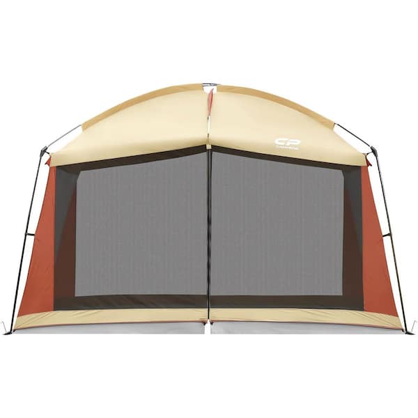 Unbranded Khaki 12 x 10 Ft Screened Mesh Net Wall Canopy Tent Camping Tent Screen Shelter Gazebos for Patios Outdoor Camping