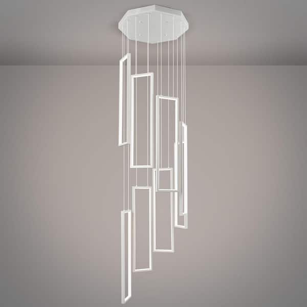 Home Lighting 144Watt 8-Light 8C-White Pendant Lighting LED Rectangle Chandelier for Kitchen