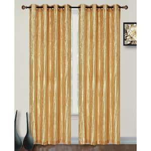 Gold Solid Grommet Room Darkening Curtain - 55 in. W x 84 in. L