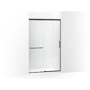 Elate Tall 44-48 in. W x 76 in. H Sliding Frameless Shower Door in Matte Black with Crystal Clear Glass