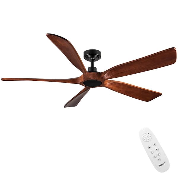 Staykiwi 60 in. Indoor Matte Black Farmhouse Ceiling Fan with 5 Solid Wood Blades, Reversible Motor and Remote Control (No Light)