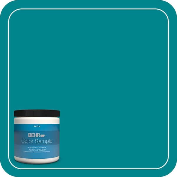 BEHR PREMIUM PLUS 8 oz. #500B-7 Tucson Teal Satin Enamel Interior/Exterior Paint & Primer Color Sample