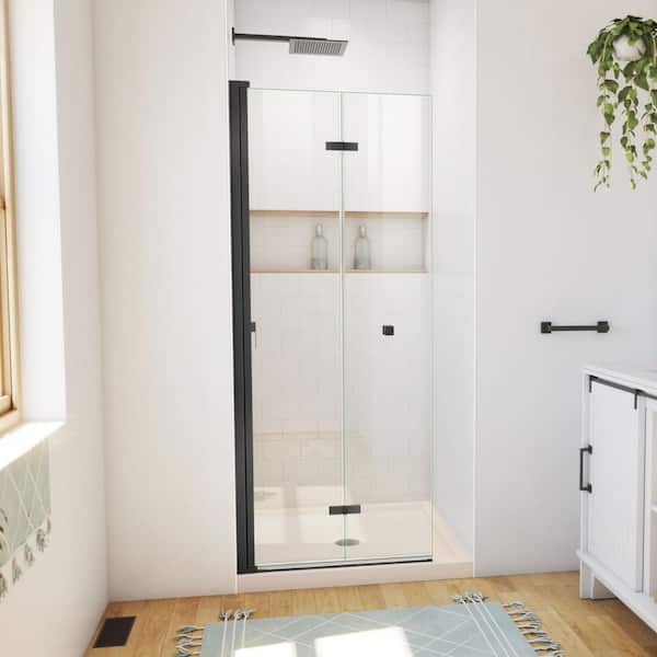 Aqua-Q Fold 36 in. L x 36 in. W x 74-3/4 in. H Alcove Shower Kit with Bi-Fold Frameless Shower Door and Shower Pan