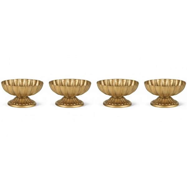 4-Piece Pot Distressed Gold Metal Compote Vase Set - 7
