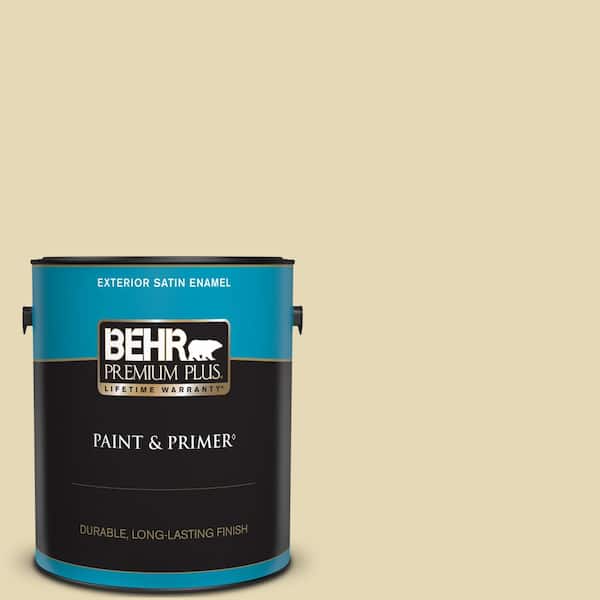 BEHR PREMIUM PLUS 1 gal. #PPU8-13 Lemon Balm Satin Enamel Exterior Paint & Primer