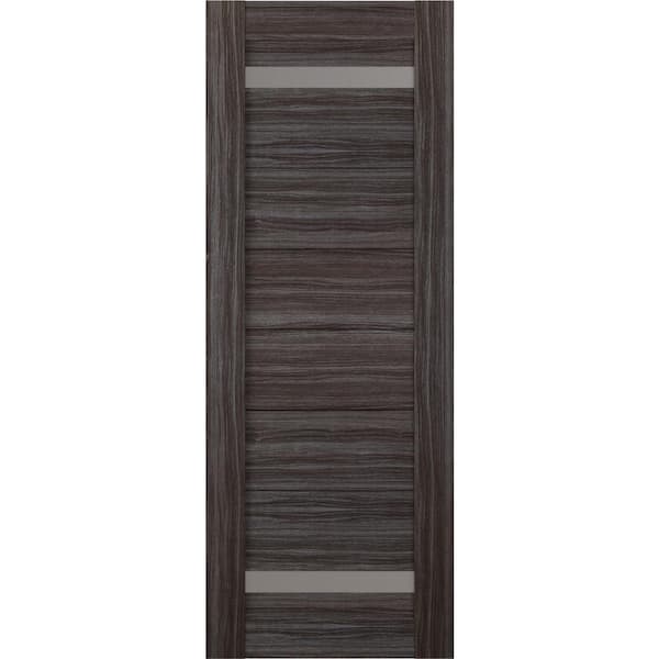 Belldinni Perla 18 in. x 80 in. No Bore 2-Lite Frosted Glass Gray Oak Solid Composite Core Wood Composite Interior Door Slab
