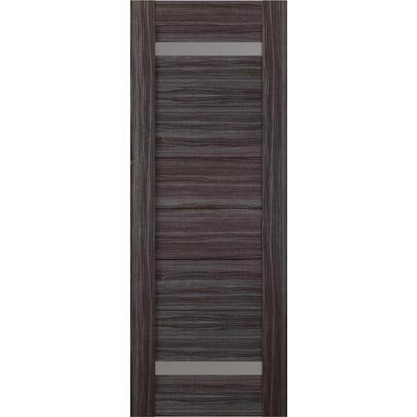 Belldinni Perla 30 in. x 80 in. No Bore 2-Lite Frosted Glass Gray Oak Solid Composite Core Wood Composite Interior Door Slab