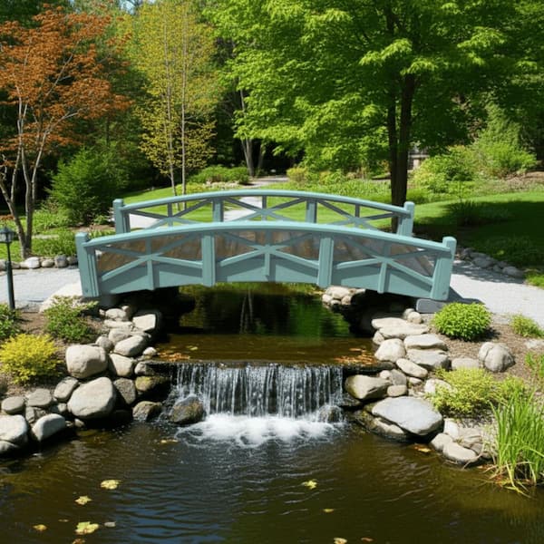 SamsGazebos Chelsea Wood Garden Bridge in Turquoise 8 ft. MB-CH8