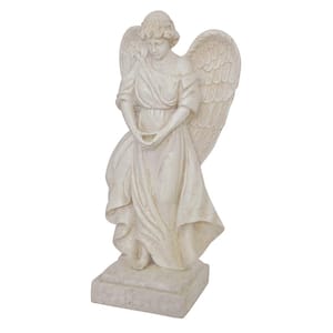 27.25 in H Angel Statue in Aged White