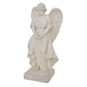 27.25 in H Angel Statue in Light Aged White