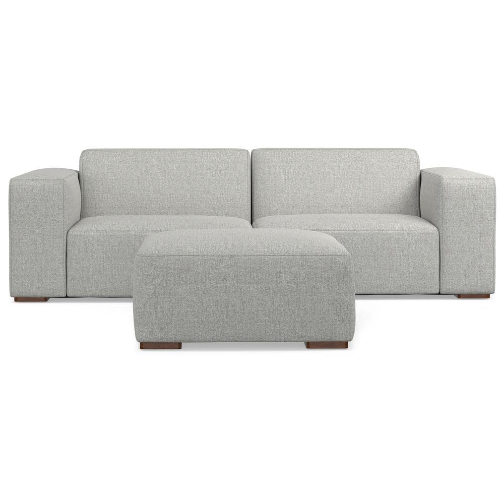 Simpli Home Rex 2-Seater Modular Sofa and Ottoman Set in Tightly Woven Performance Fabric