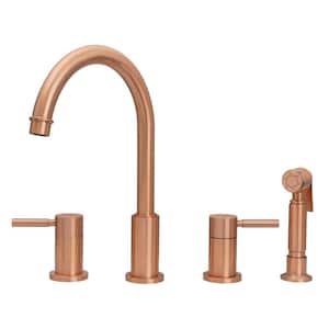Two-Handles Copper Widespread Kitchen Faucet with Side Spray