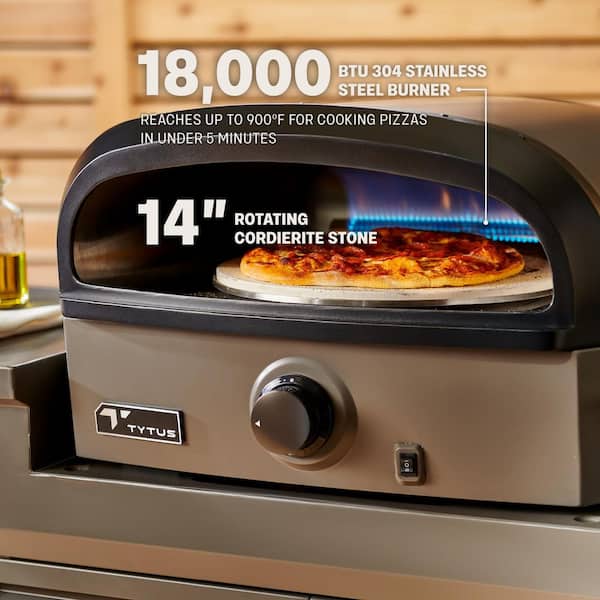 TYTUS Emberwood Pizza Oven with Grill and Prep Cart in Gunmetal