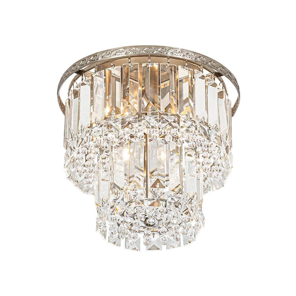 Crystal 3-Light 9.8 in. W Antique Nickel Tiered Crystal Semi Flush Mount Light Chandelier for Living Room and Bedroom price history on PriceWatchPro