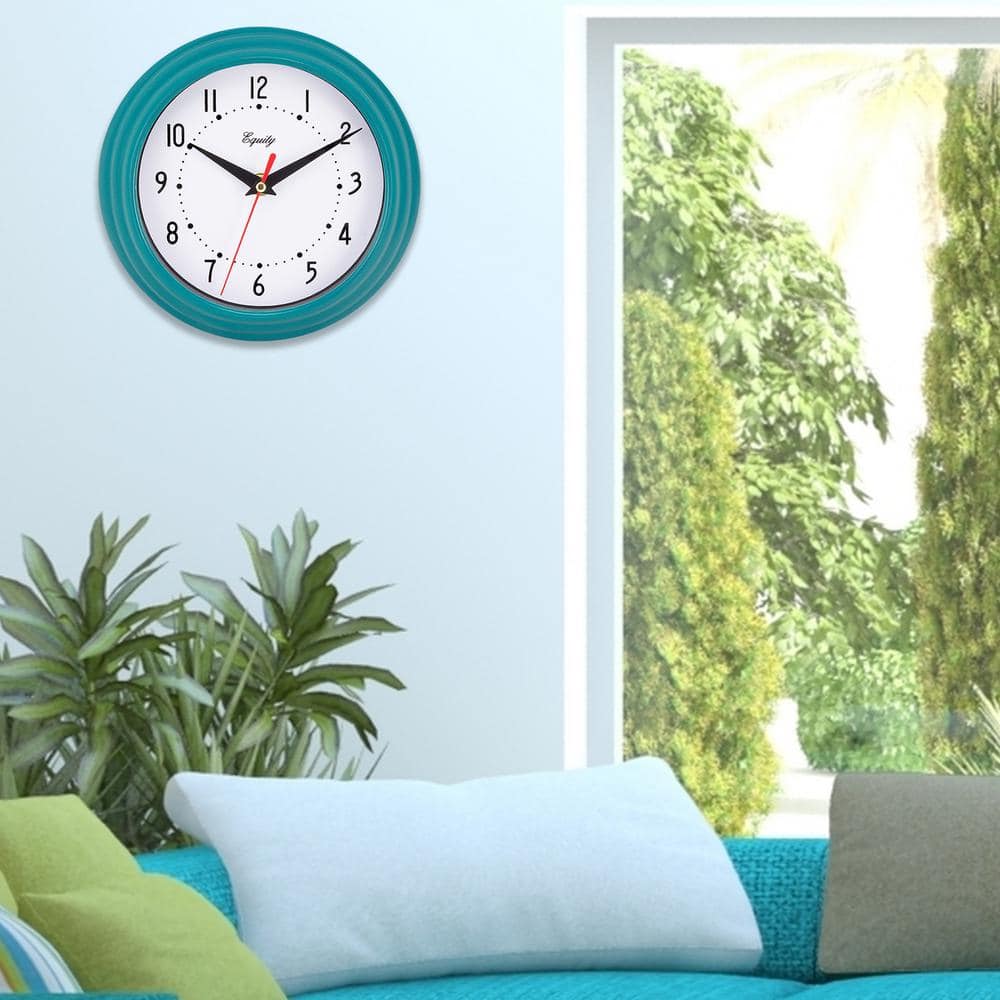 8 in. Teal Blue Basics Quartz Wall Clock