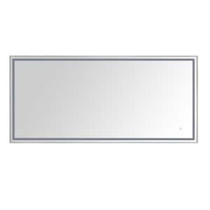 LED 59 in. W x 27.5 in. H Rectangular Stainless Steel Framed Dimmable Wall Bathroom Vanity Mirror in Brushed Stainless
