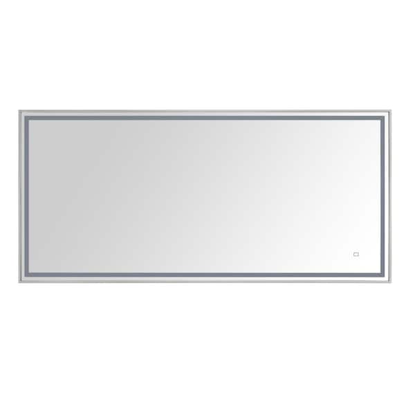 Avanity LED 59 in. W x 27.5 in. H Rectangular Stainless Steel Framed Dimmable Wall Bathroom Vanity Mirror in Brushed Stainless